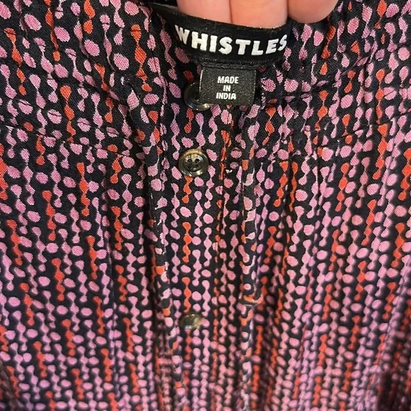 Whistles Multicolour Twist Dot Print Skirt Size 4 Midi Length Purple Viscose - Picture 8 of 8